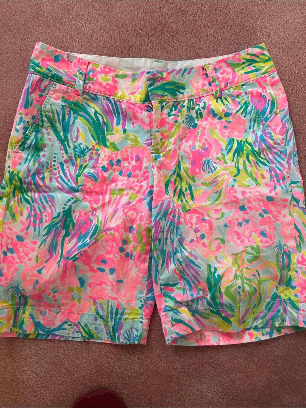 Lilly Pulitzer Neon Pink Multi Floral Bermuda Shorts